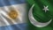 Argentina and Pakistan Realistic Half Flags Together