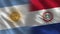 Argentina and Paraguay Realistic Half Flags Together