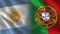 Argentina and Portugal Realistic Half Flags Together