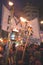 argentina: Protesters hold up their torches during the torch rally organized of evita peron in the street