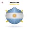 Argentina Quarantine Mask with Flag. Medical Precaution Concept. Vector illustration Coronavirus isolated on white