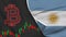 Argentina Realistic Flag with Bitcoin Icon Fabric Texture 3D Illustration
