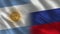 Argentina and Russia Realistic Half Flags Together