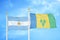 Argentina and Saint Vincent and the Grenadines two flags on flagpoles