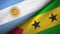 Argentina and Sao Tome and Principe two flags textile cloth, fabric texture