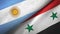 Argentina and Syria two flags textile cloth, fabric texture