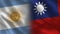 Argentina and Taiwan Realistic Half Flags Together