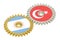 Argentina and Turkey flags on a gears, 3D rendering
