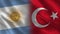 Argentina and Turkey Realistic Half Flags Together