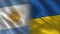 Argentina and Ukraine Realistic Half Flags Together