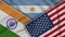 Argentina United States of America India Flags Together Fabric Texture Illustration