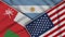 Argentina United States of America Oman Flags Together Fabric Texture Illustration