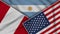 Argentina United States of America Peru Flags Together Fabric Texture Illustration