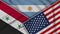 Argentina United States of America Syria Flags Together Fabric Texture Illustration
