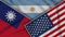 Argentina United States of America Taiwan Flags Together Fabric Texture Illustration