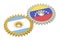 Argentina and Venezuela relations concept, flags on a gears. 3D