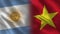 Argentina and Vietnam Realistic Half Flags Together