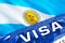 Argentina visa document close up. Passport visa on Argentina flag. Argentina visitor visa in passport,3D rendering. Argentina