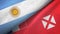 Argentina and Wallis and Futuna two flags textile cloth, fabric texture