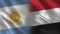 Argentina and Yemen Realistic Half Flags Together