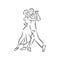 Argentine tango and salsa romance couple social pair dance illustration