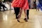 Argentinian tango dancers in red dress in motion