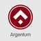 Argentum Cryptographic Currency. Vector ARG Icon.