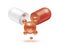 Arginine Arg amino acid float out of the capsule. Vitamins complex and minerals brown