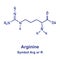 Arginine chemical structure. Vector illustration Hand drawn