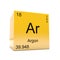 Argon chemical element symbol from periodic table