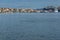 ARGOSTOLI, KEFALONIA, GREECE - MAY 26 2015: Panorama of town of Argostoli and cruise ship, Kefalonia, Greece