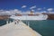 Argostoli, Kefalonia, Greece - Sep 18, 2013: Pier mooring and cruise liner