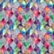 Argyle geometric bright colorful watercolor seamless pattern