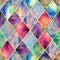 Argyle geometric watercolor seamless pattern