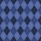 Argyle pattern background in dark blue and purple. Seamless classic stitched rhombus plaid for spring autumn winter socks, sweater