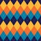 Argyle pattern multicolored fashion in navy blue, orange, yellow. Seamless classic lumberjack stitched rhombus plaid for socks.