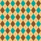 Argyle seamless pattern in classic colors. Fabric texture background with rhombuses, staggered. Argyll vector classic ornament.