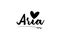 Aria name text word with love heart hand written for logo typography design template