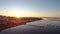 Arial. Sunset over the Portuguese tourist city of Faro, view of the dock.