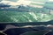 Arial view of flooded terraced fields and irrigation ditches near Sacramento California USA