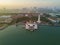 Arial view of Malacca Straits Mosque during sunset