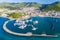 Arial view of Marigot, the main town and capital in the French Saint Martin, sharing the same island with dutch Sint Maarten.