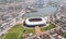 Arial View of Soccer Stadium and Lake