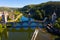 Arial view of Valentre bridge across Lot River in Cahors, France