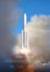 Ariane 5 Rocket. 3D illustration poster.