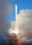 Ariane 6 Rocket. 3D illustration poster.