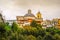 Ariccia - rome suburb in Lazio on Castelli Romani the cupola dome of Santa Maria Church with village skyline