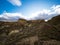 Arid barren badland, wild west desert landscape of Bannockburn Sluicings in former goldmine in Central Otago New Zealand