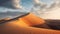 Arid climate, heat, sand dune, sunset, beauty in nature generated by AI