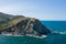 The arid rocky coast in Europe, France, Occitanie, Pyrenees Orientales, Banyuls-sur-Mer, By the Mediterranean Sea, in summer, on a